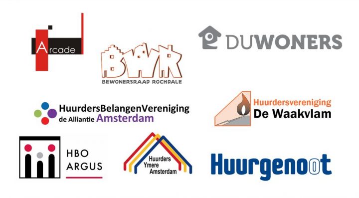 Logo's huurderverenigingen die pamflet ondertekenen