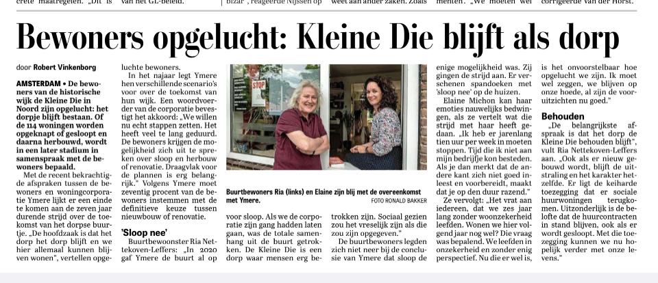 Bewoners opgelucht: Kleine Die blijft als dorp