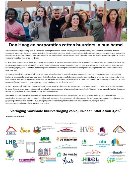 HUURDERS KRIJGEN EEN TE HOGE HUURVERHOGING VOOR DE KIEZEN